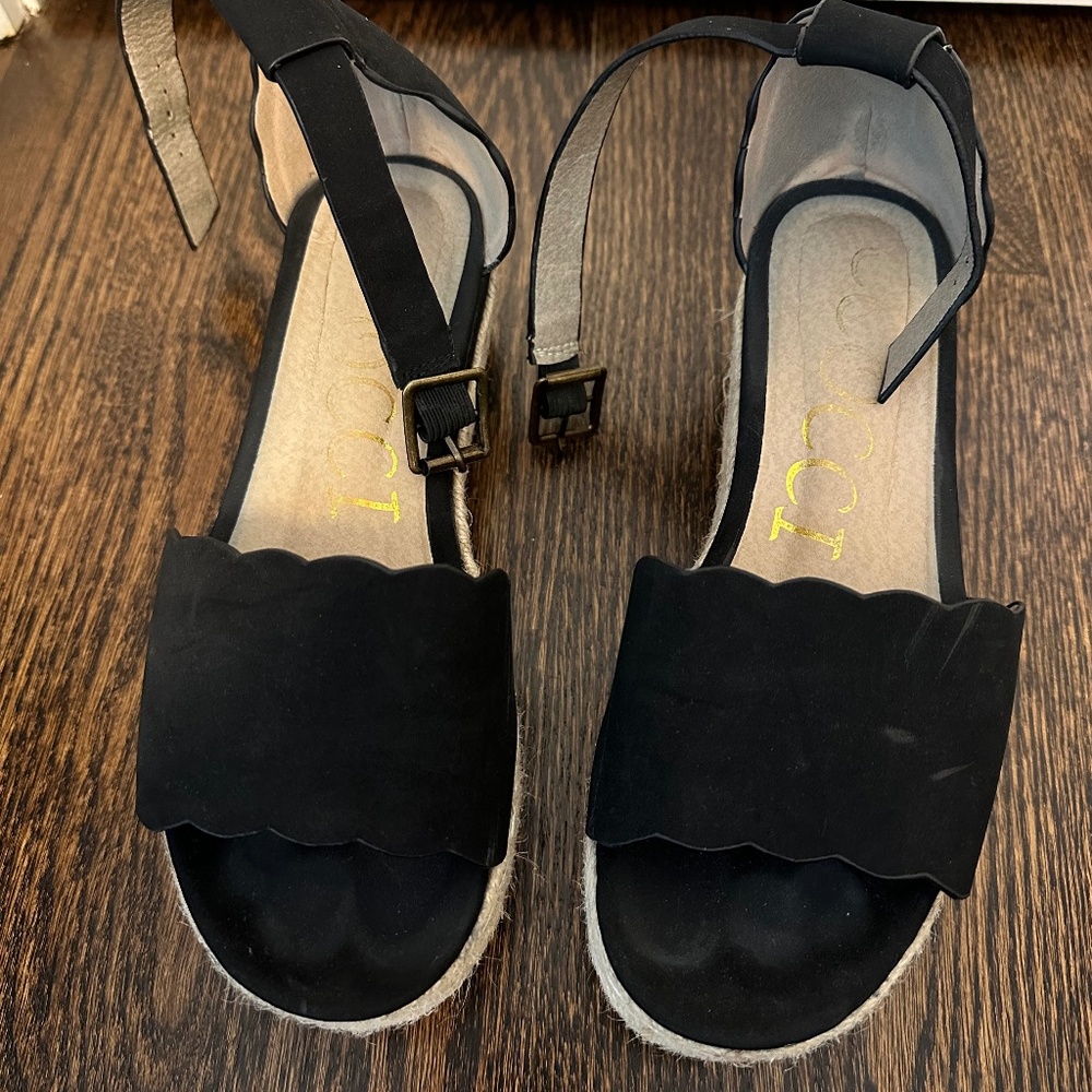 Black Low Platform Espadrilles